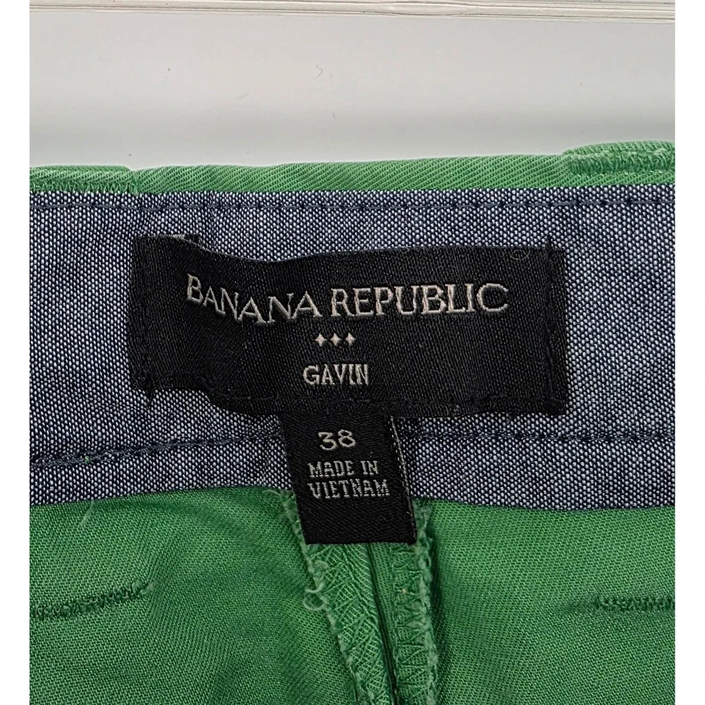Banana Republic Mens Green Gavin Chino Shorts Size 38 Cotton Casual Summer Golf